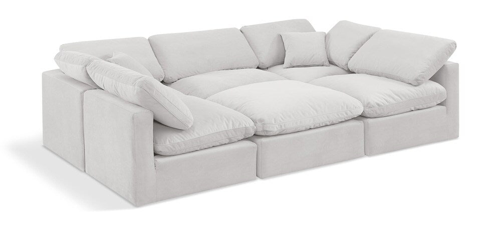 Meridian Furniture - Indulge Cream Velvet Modular Sectional - 6Pc - 147Cream-Sec6C veiw 1