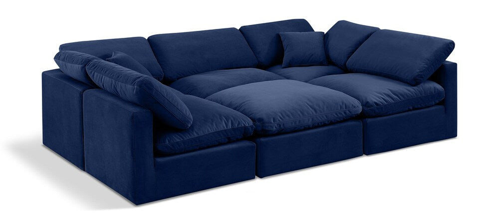Meridian Furniture - Indulge Navy Velvet Modular Sectional - 6Pc - 147Navy-Sec6C veiw 1