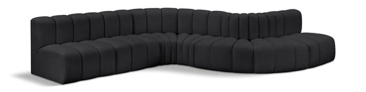 Meridian Furniture - Arc Black Vegan Leather Modular Sofa - 7Pc - 101Black-S7C veiw 1