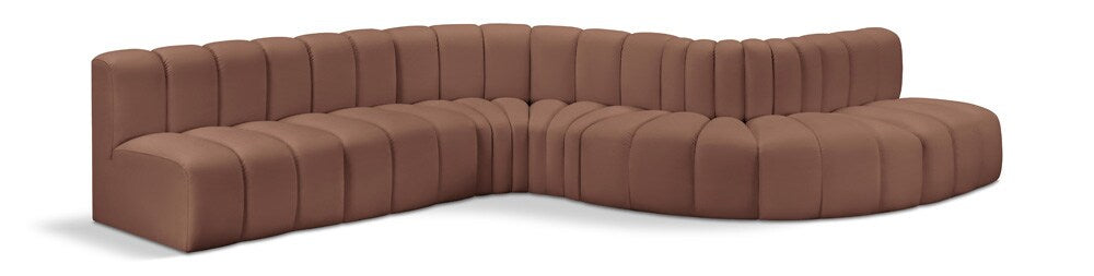 Meridian Furniture - Arc Cognac Vegan Leather Modular Sofa - 7Pc - 101Cognac-S7C veiw 1