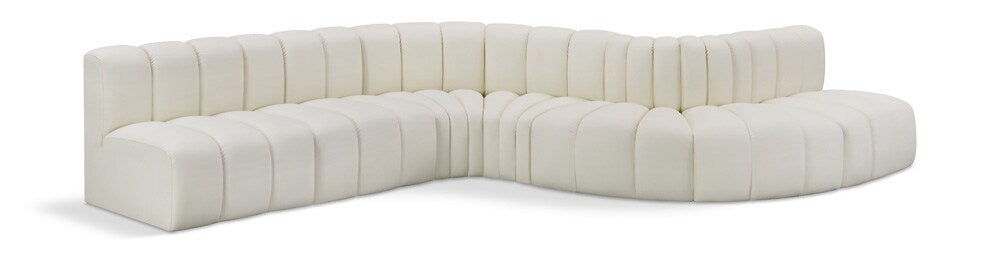 Meridian Furniture - Arc Cream Vegan Leather Modular Sofa - 7Pc - 101Cream-S7C veiw 1