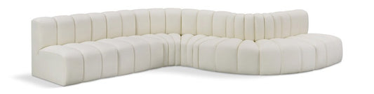 Meridian Furniture - Arc Cream Vegan Leather Modular Sofa - 7Pc - 101Cream-S7C veiw 1