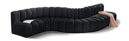 Meridian Furniture - Arc Black Velvet Modular Sofa - 7Pc - 103Black-S7C veiw 1