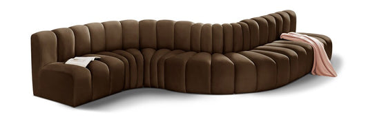 Meridian Furniture - Arc Brown Velvet Modular Sofa - 7Pc - 103Brown-S7C veiw 1