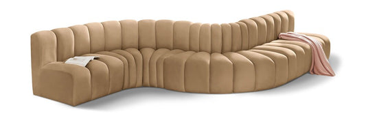 Meridian Furniture - Arc Camel Velvet Modular Sofa - 7Pc - 103Camel-S7C veiw 1