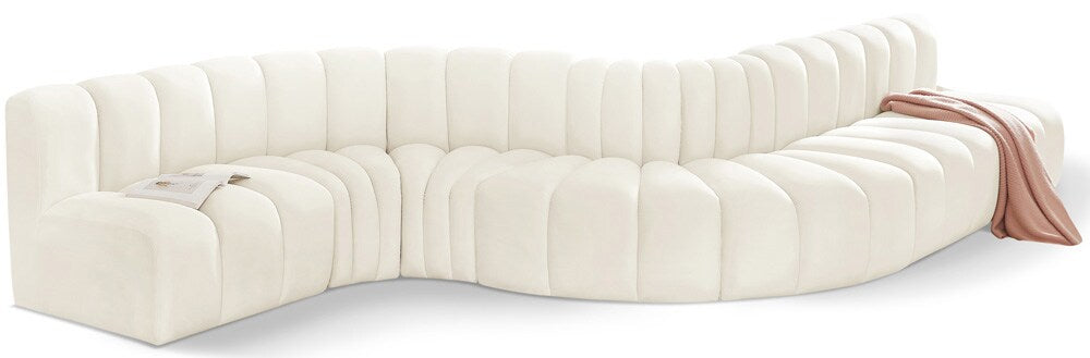 Meridian Furniture - Arc Cream Velvet Modular Sofa - 7Pc - 103Cream-S7C veiw 1