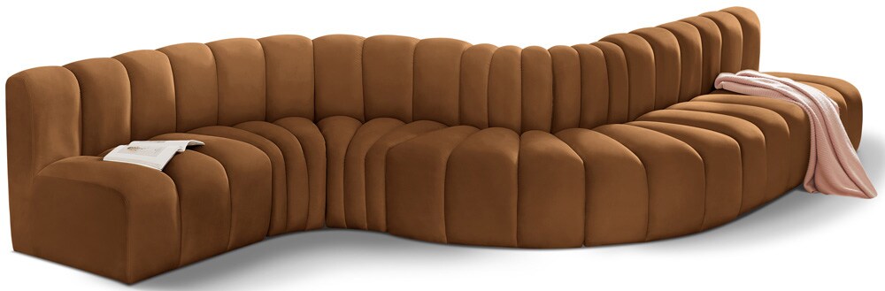 Meridian Furniture - Arc Saddle Velvet Modular Sofa - 7Pc - 103Saddle-S7C veiw 1