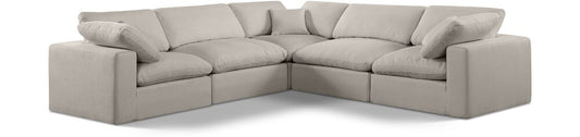 Meridian Furniture - Comfy Beige Linen Textured Fabric Modular Sectional - 5Pc - 187Beige-Sec5C veiw 1
