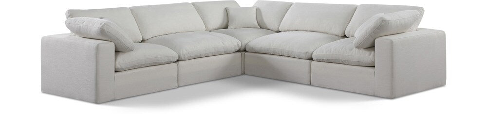 Meridian Furniture - Comfy Cream Linen Textured Fabric Modular Sectional - 5Pc - 187Cream-Sec5C veiw 1