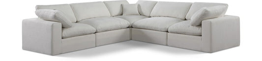 Meridian Furniture - Comfy Cream Linen Textured Fabric Modular Sectional - 5Pc - 187Cream-Sec5C veiw 1