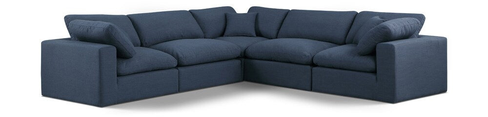 Meridian Furniture - Comfy Navy Linen Textured Fabric Modular Sectional - 5Pc - 187Navy-Sec5C veiw 1