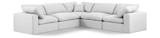 Meridian Furniture - Comfy White Linen Textured Fabric Modular Sectional - 5Pc - 187White-Sec5C veiw 1