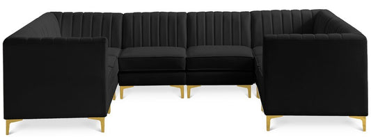 Meridian Furniture - Alina Black Velvet Modular Sectional - 8Pc - 604Black-Sec8B veiw 1