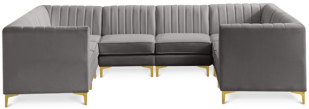 Meridian Furniture - Alina Grey Velvet Modular Sectional - 8Pc - 604Grey-Sec8B veiw 1