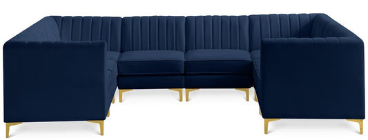 Meridian Furniture - Alina Navy Velvet Modular Sectional - 8Pc - 604Navy-Sec8B veiw 1