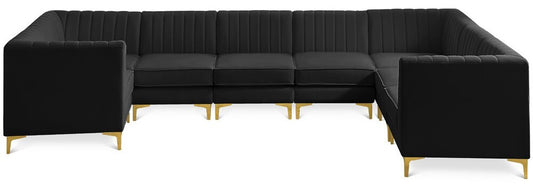 Meridian Furniture - Alina Black Velvet Modular Sectional - 8Pc - 604Black-Sec8C veiw 1