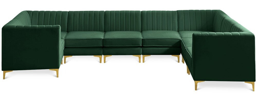 Meridian Furniture - Alina Green Velvet Modular Sectional - 8Pc - 604Green-Sec8C veiw 1