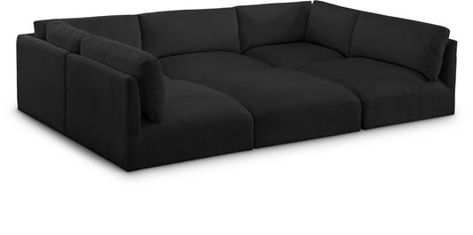 Meridian Furniture - Ease Black Polyester Fabric Modular Sectional - 6Pc - 696Black-Sec6B veiw 1