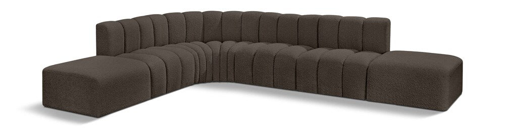 Meridian Furniture - Arc Brown Boucle Fabric Modular Sofa - 7Pc - 102Brown-S7A veiw 1
