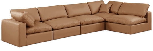 Meridian Furniture - Comfy Cognac Vegan Leather Modular Sectional - 5Pc - 188Cognac-Sec5D veiw 1