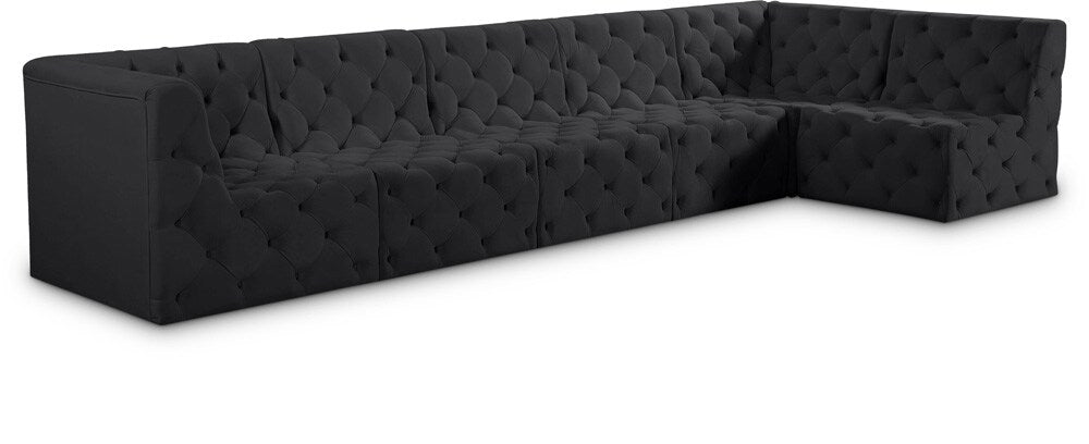 Meridian Furniture - Tuft Black Velvet Modular Sectional - 6Pc - 680Black-Sec6C veiw 1