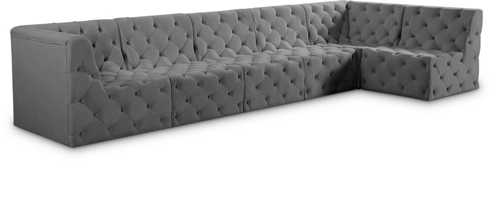 Meridian Furniture - Tuft Grey Velvet Modular Sectional - 6Pc - 680Grey-Sec6C veiw 1