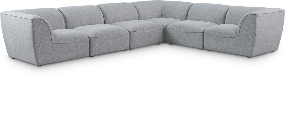 Meridian Furniture - Miramar Grey Durable Linen Textured Modular Sectional - 6Pc - 683Grey-Sec6B veiw 1