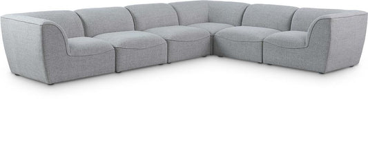 Meridian Furniture - Miramar Grey Durable Linen Textured Modular Sectional - 6Pc - 683Grey-Sec6B veiw 1