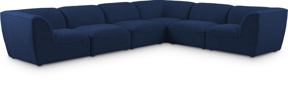 Meridian Furniture - Miramar Navy Durable Linen Textured Modular Sectional - 6Pc - 683Navy-Sec6B veiw 1