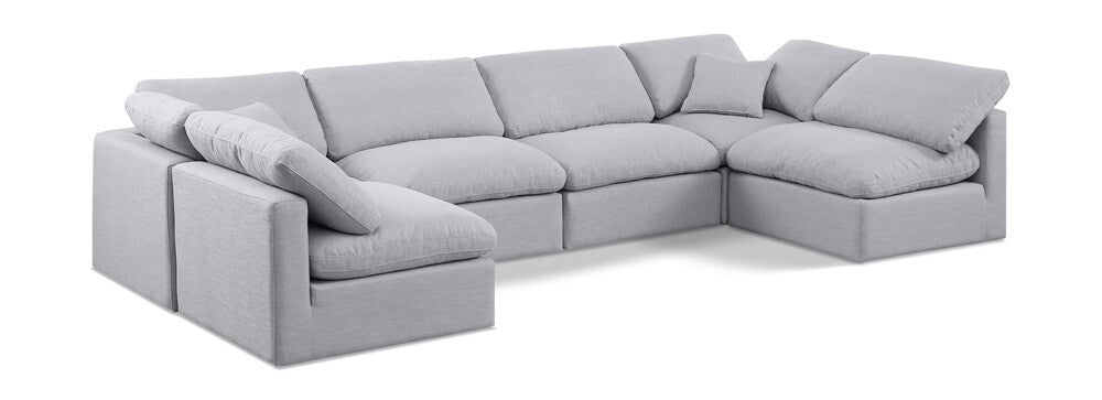 Meridian Furniture - Indulge Grey Linen Textured Fabric Modular Sectional - 6Pc - 141Grey-Sec6D veiw 1