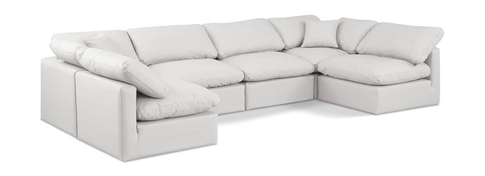 Meridian Furniture - Indulge Cream Vegan Leather Modular Sectional - 6Pc - 146Cream-Sec6D veiw 1