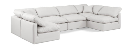 Meridian Furniture - Indulge Cream Vegan Leather Modular Sectional - 6Pc - 146Cream-Sec6D veiw 1