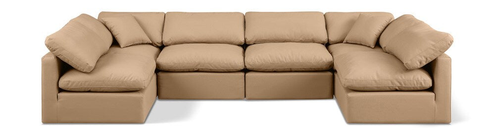 Meridian Furniture - Indulge Tan Vegan Leather Modular Sectional - 6Pc - 146Tan-Sec6D veiw 1