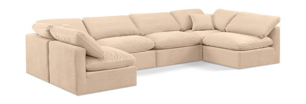 Meridian Furniture - Indulge Beige Velvet Modular Sectional - 6Pc - 147Beige-Sec6D veiw 1