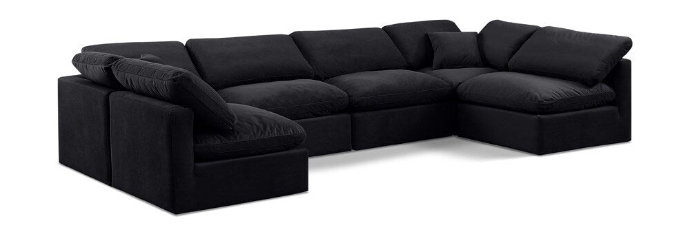 Meridian Furniture - Indulge Black Velvet Modular Sectional - 6Pc - 147Black-Sec6D veiw 1