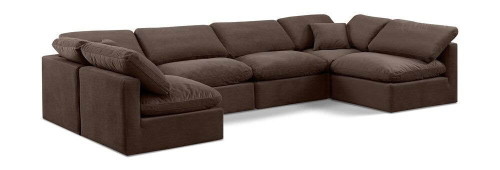 Meridian Furniture - Indulge Brown Velvet Modular Sectional - 6Pc - 147Brown-Sec6D veiw 1
