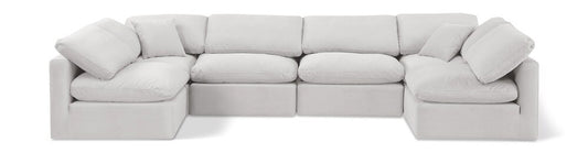 Meridian Furniture - Indulge Cream Velvet Modular Sectional - 6Pc - 147Cream-Sec6D veiw 1