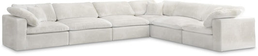 Meridian Furniture - Cozy Cream Velvet Comfort Modular Sectional - 6Pc - 634Cream-Sec6A veiw 1