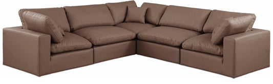 Meridian Furniture - Comfy Brown Vegan Leather Modular Sectional - 5Pc - 188Brown-Sec5C veiw 1