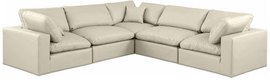 Meridian Furniture - Comfy Cream Vegan Leather Modular Sectional - 5Pc - 188Cream-Sec5C veiw 1