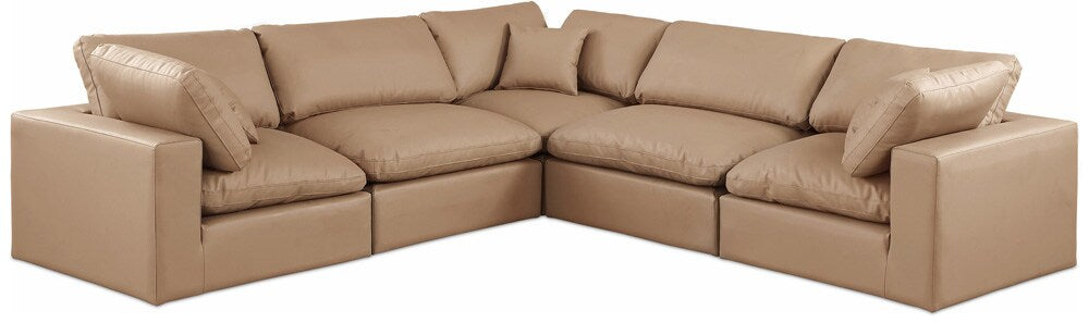 Meridian Furniture - Comfy Tan Vegan Leather Modular Sectional - 5Pc - 188Tan-Sec5C veiw 1