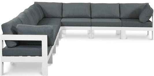Meridian Furniture - Nizuc Grey Water Resistant Fabric Outdoor Patio Modular Sectional - 8Pc - 375Grey-Sec8A veiw 1