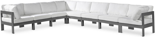 Meridian Furniture - Nizuc White Water Resistant Fabric Outdoor Patio Modular Sectional - 8Pc - 376White-Sec8A veiw 1
