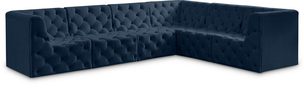 Meridian Furniture - Tuft Navy Velvet Modular Sectional - 6Pc - 680Navy-Sec6A veiw 1