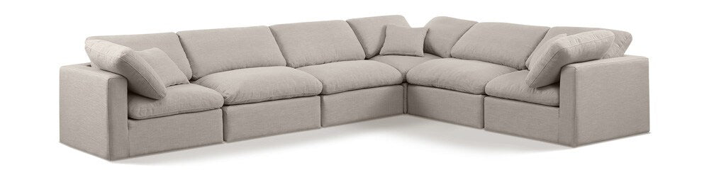 Meridian Furniture - Indulge Beige Linen Textured Fabric Modular Sectional - 6Pc - 141Beige-Sec6A veiw 1
