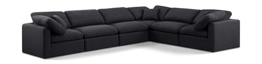 Meridian Furniture - Indulge Black Linen Textured Fabric Modular Sectional - 6Pc - 141Black-Sec6A veiw 1