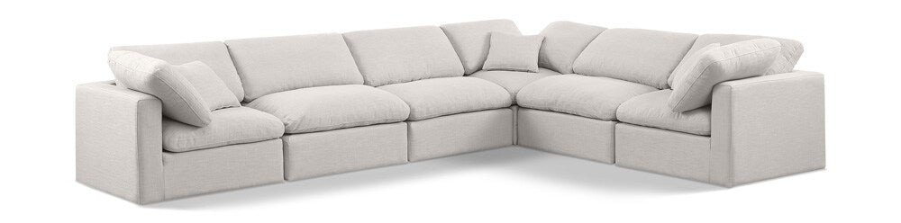 Meridian Furniture - Indulge Cream Linen Textured Fabric Modular Sectional - 6Pc - 141Cream-Sec6A veiw 1