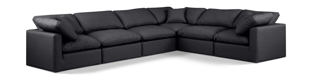 Meridian Furniture - Indulge Black Vegan Leather Modular Sectional - 6Pc - 146Black-Sec6A veiw 1