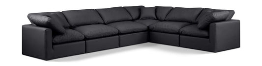 Meridian Furniture - Indulge Black Vegan Leather Modular Sectional - 6Pc - 146Black-Sec6A veiw 1