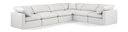 Meridian Furniture - Indulge Cream Vegan Leather Modular Sectional - 6Pc - 146Cream-Sec6A veiw 1